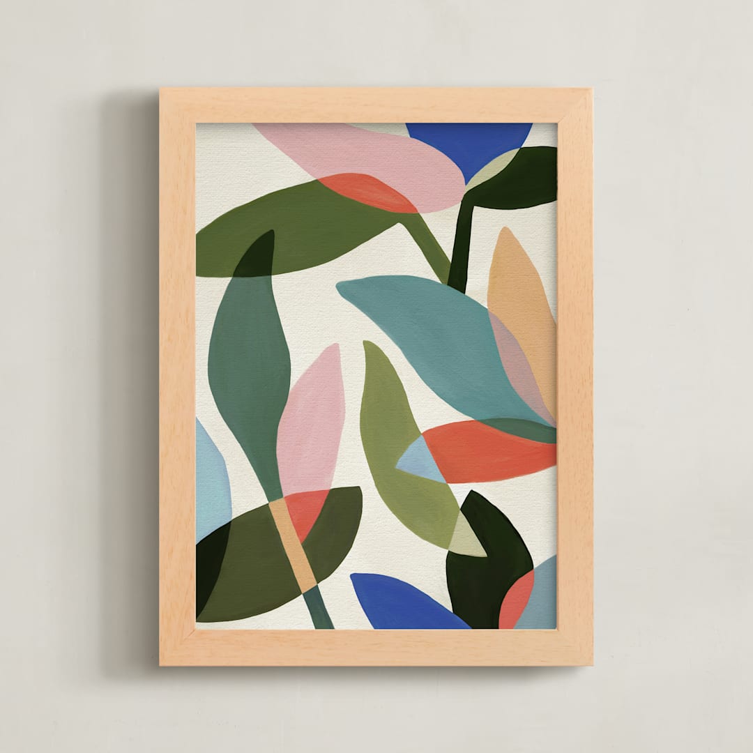 "Garden in Bloom" - Art Print in Moss Green by Katherine Moynagh - Framed