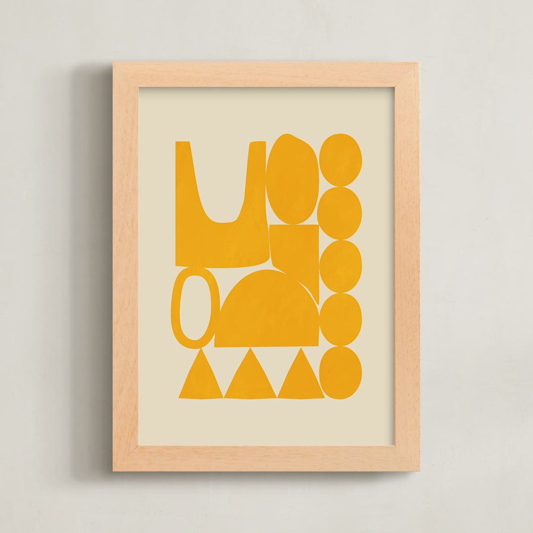"Happy Place" - Art Print in Marigold by Beth Vassalo - Framed