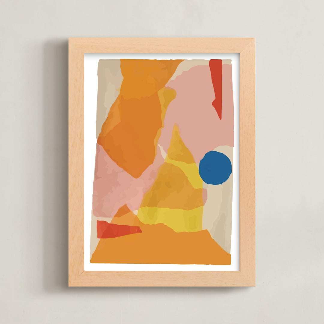"Cut n' paste" - Art Print in Peach Orange by Stefania Copertini - Framed