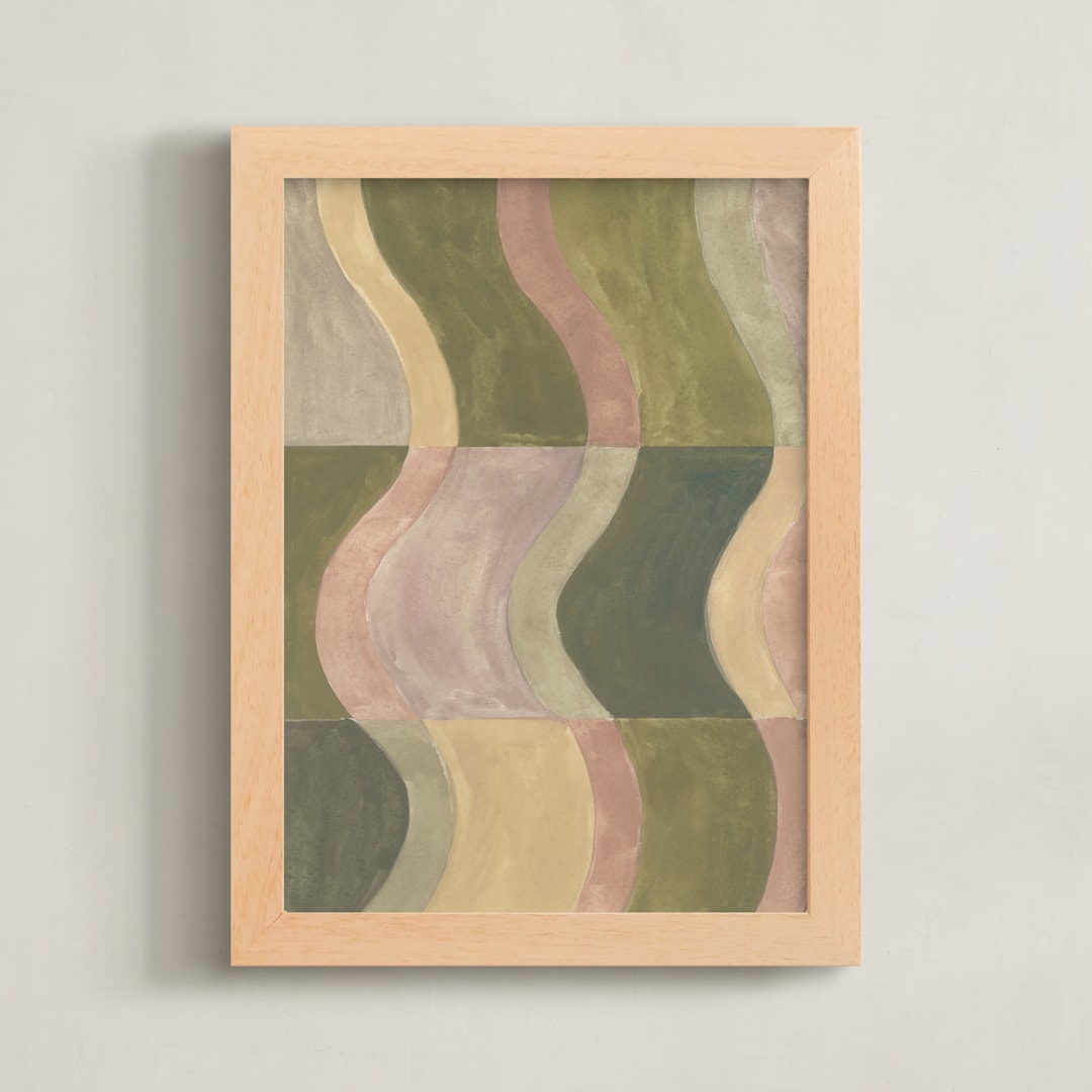 "Abstract geometry II" - Art Print in Moss Green by Lucrecia Caporale - Framed
