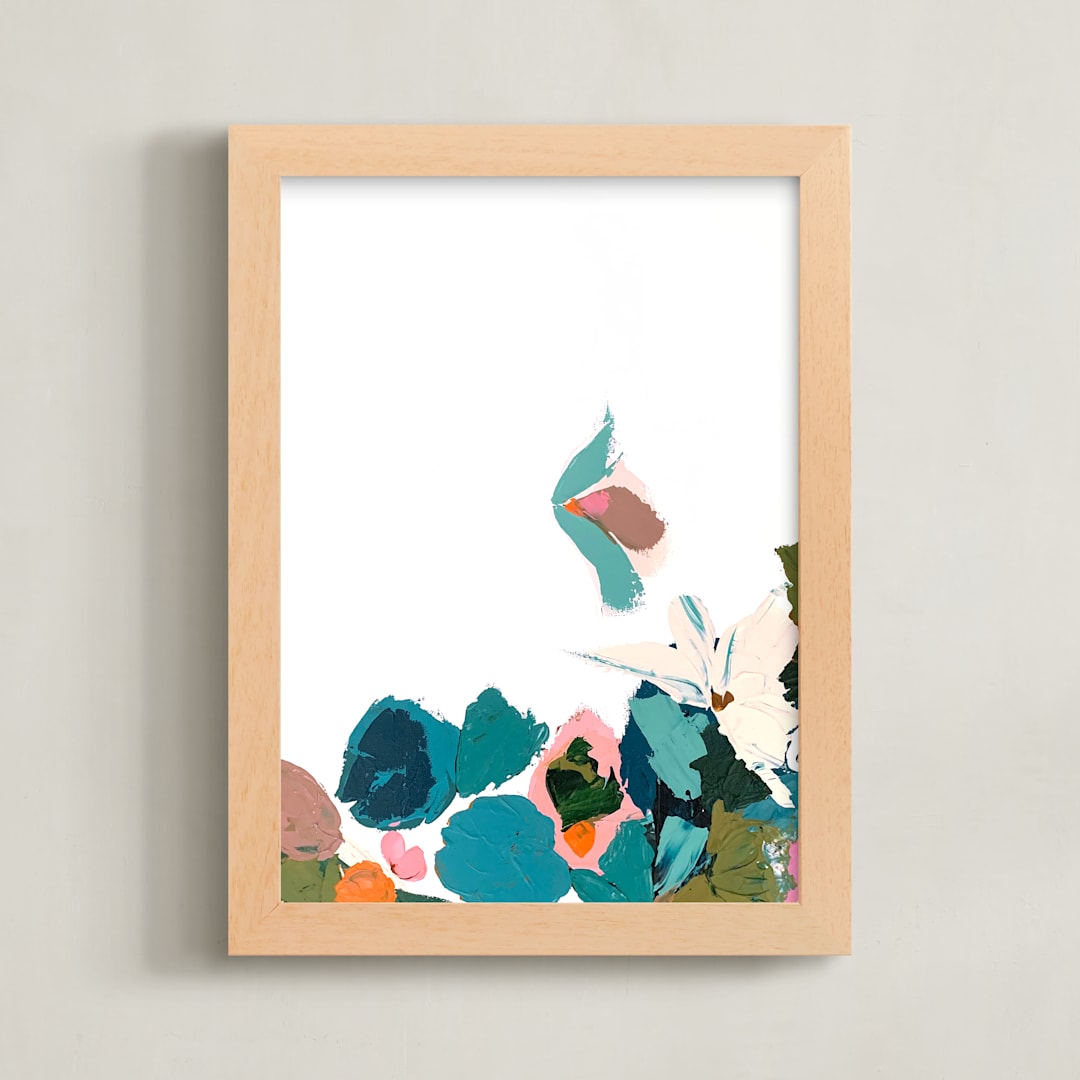 "Garden in Bloom" - Art Print in Robin's Egg by Caryn Owen - Framed