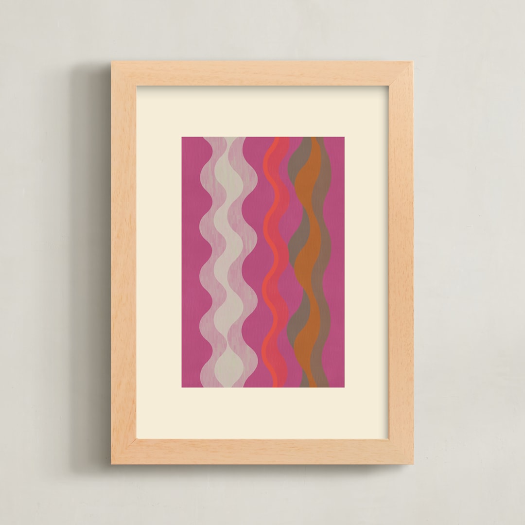 "Vibrant Waves" - Art Print in Magenta by Baumbirdy - Framed