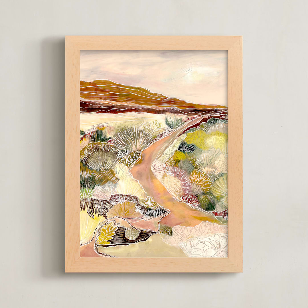 "Walk this Path With Me? " - Art Print in Peach by Sarah Fitzgerald - Framed