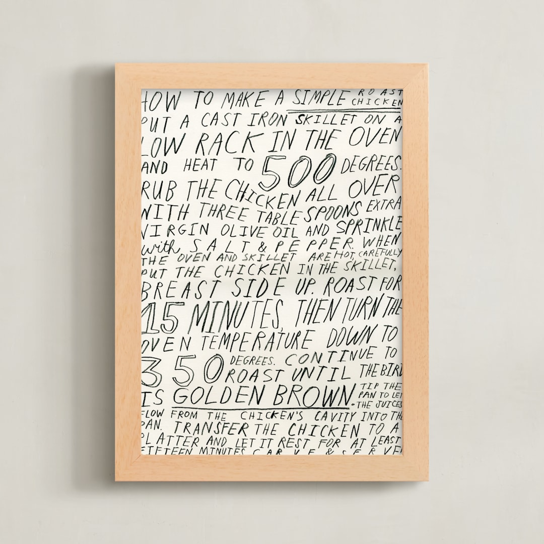 "Roast Chicken" - Art Print in Cream by Elliot Stokes - Framed
