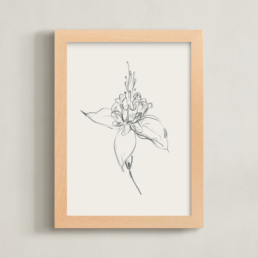 "Fuchsia 1 of 2 Diptych" - Art Print in Off White / Black by Miranda Mol - Framed