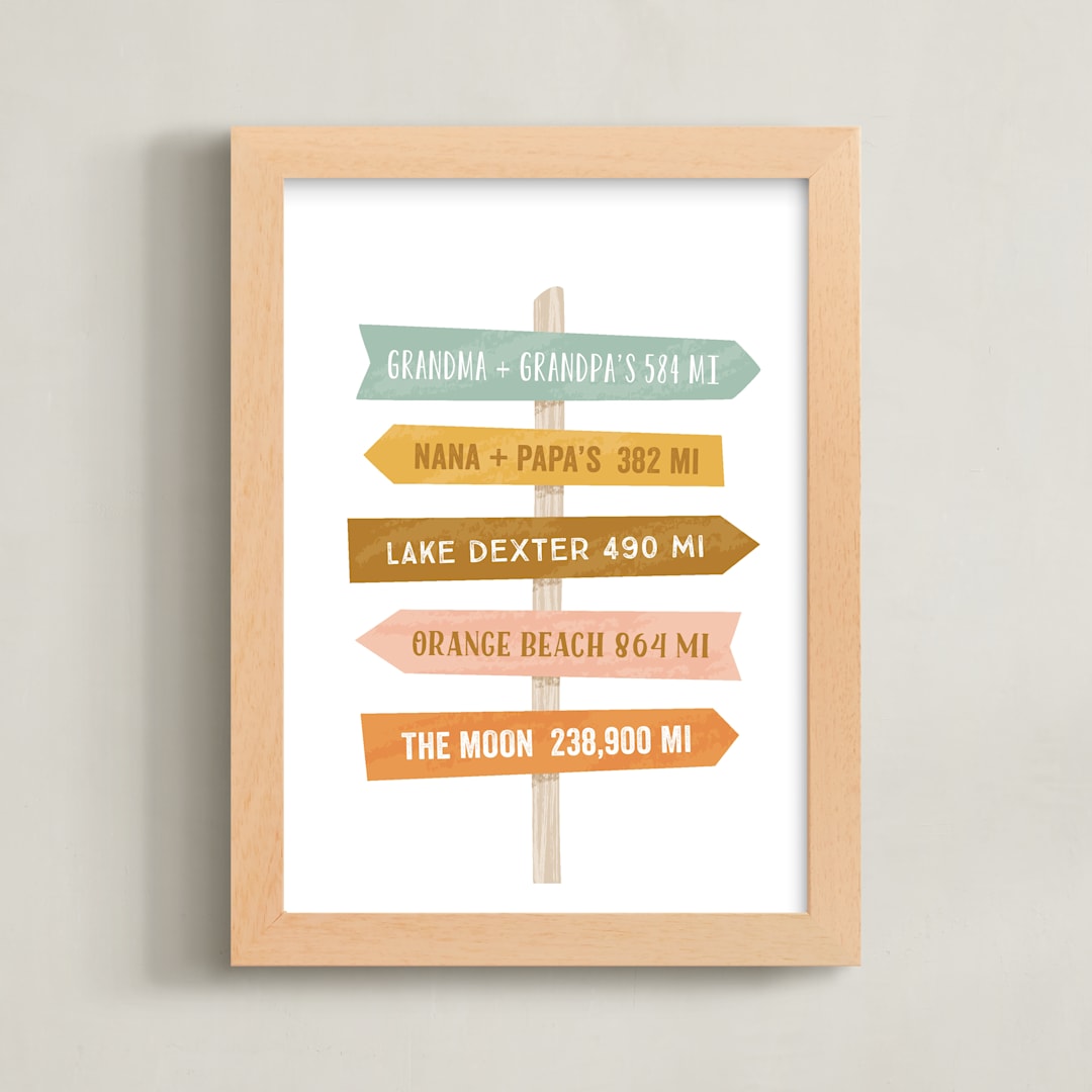 "Near or Far" - Personalized Art Print in Sunset by Laura Hankins - Framed