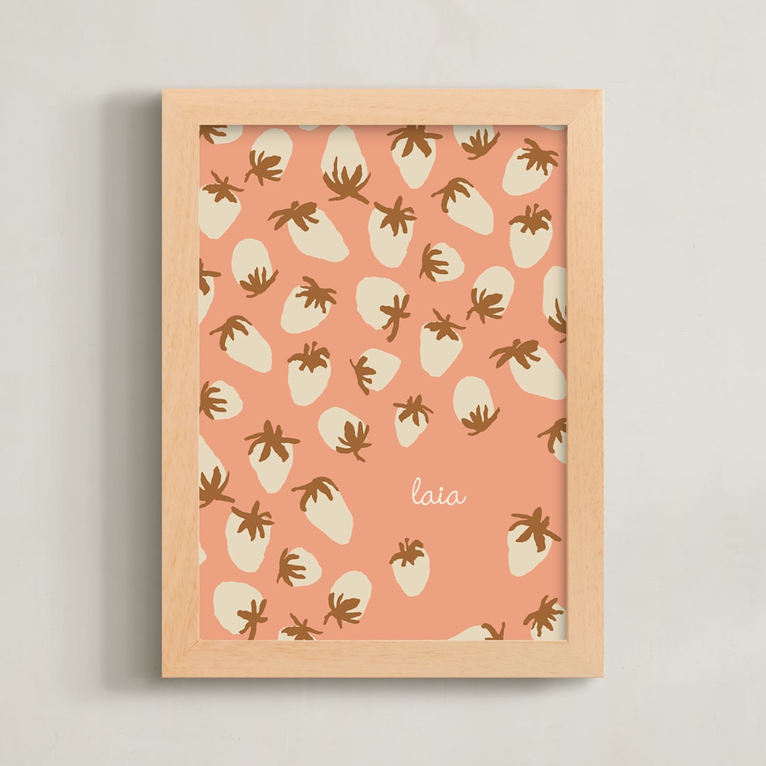 "Laia" - Personalized Art Print in Salmon by Alex Roda - Framed