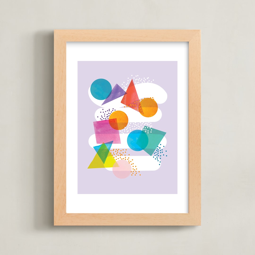 "colorful shapes" - Art Print in lavander by Baumbirdy - Framed