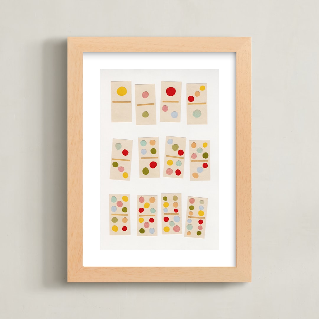 "Playful Dominoes" - Art Print in Sherbet by Alisa Galitsyna - Framed