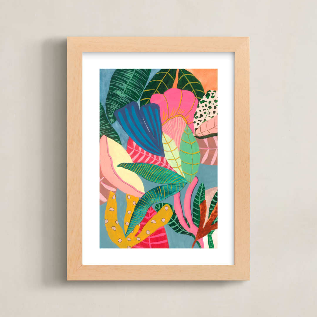 "Treasure" - Art Print in blue by FERNANDA MARTINEZ - Framed