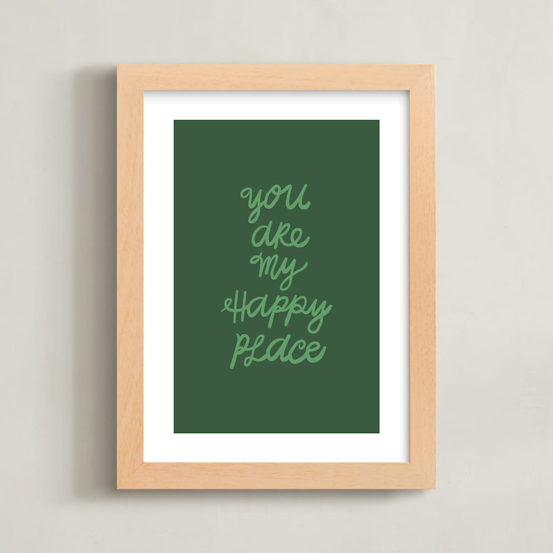 "Happy Place" - Art Print in Grass by Kelly Watkins - Framed