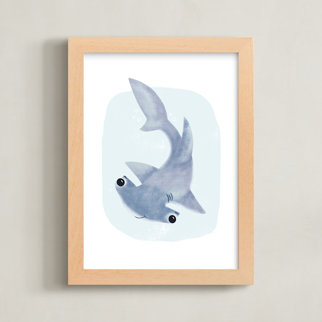 "Hammer Head" - Art Print in Blue by Itsy Belle Studio - Framed