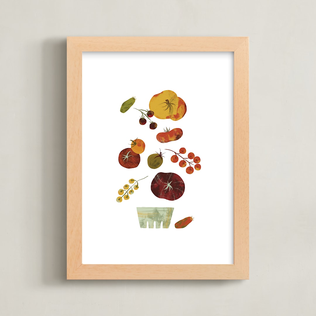 "Tomato Season" - Art Print in Green Zebra by Kayla King - Framed