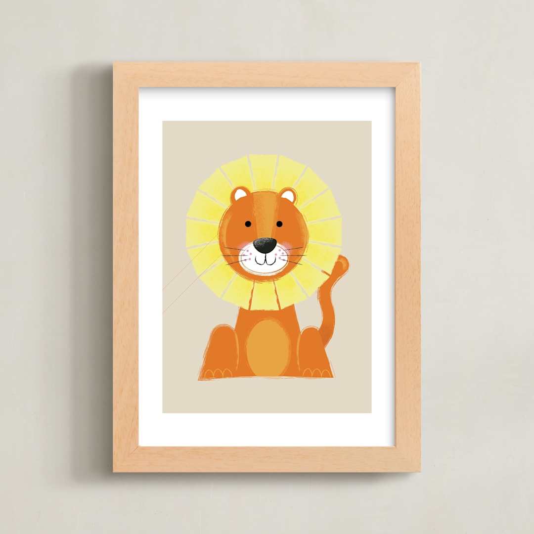 "Mr. Lion" - Art Print in Sand by Ashlee Townsend - Framed