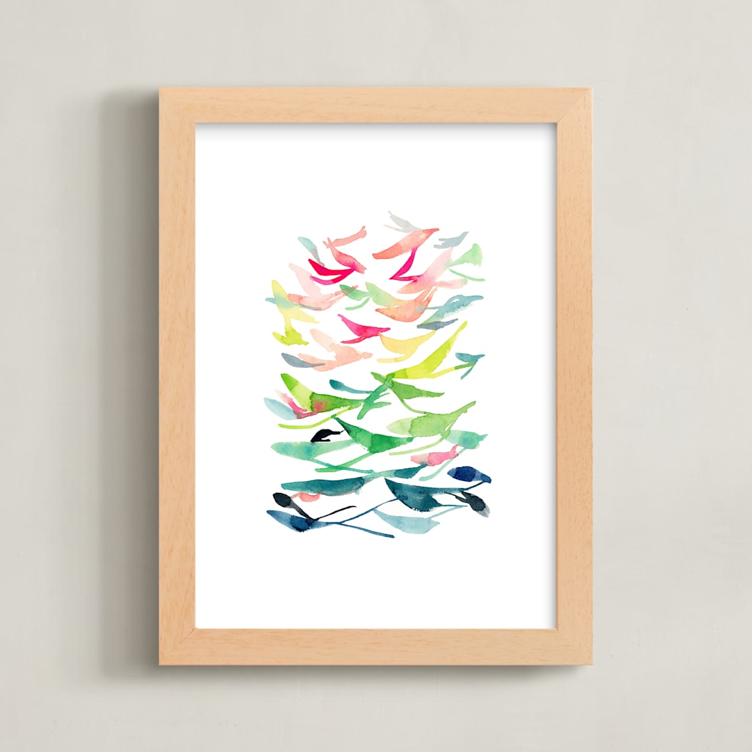 "Spring is in the Air" - Art Print in Spring Green by Jean Choe Art and Design - Framed