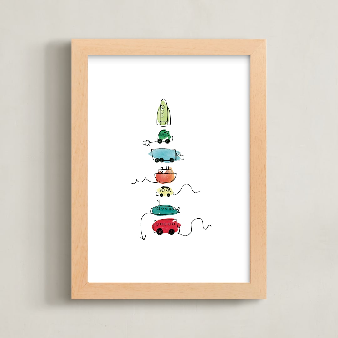 "On the Move" - Art Print in Multi-color by Kelly Ventura - Framed