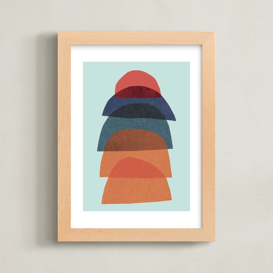 "paper stack" - Art Print in cosmic mint by Carrie Moradi - Framed