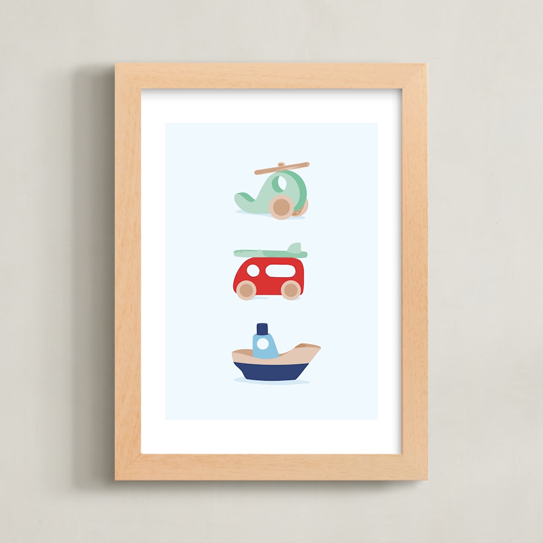 "Air Land Sea" - Art Print in The Blues by Tamara Hilje - Framed