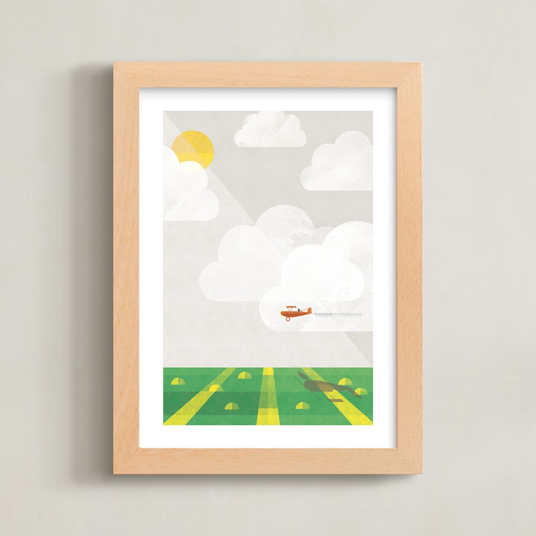 "Sky Adventure" - Art Print in Burnt Sienna by Robert and Stella - Framed