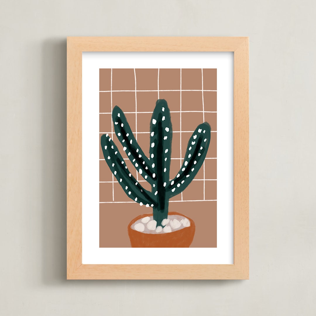"cactus plant" - Art Print in mud by Cass Loh - Framed