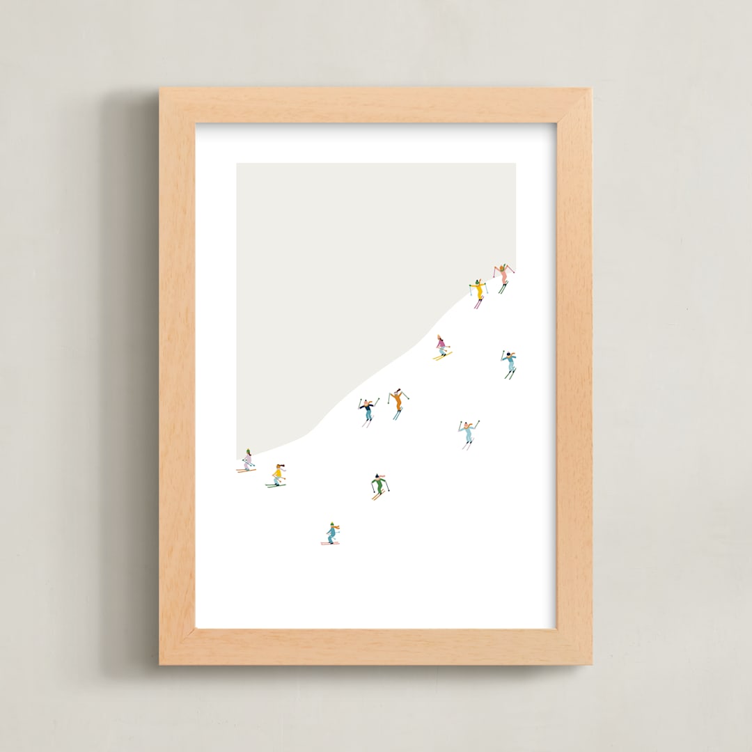 "happy skiers" - Art Print in Ice by Ellen Schlegelmilch - Framed