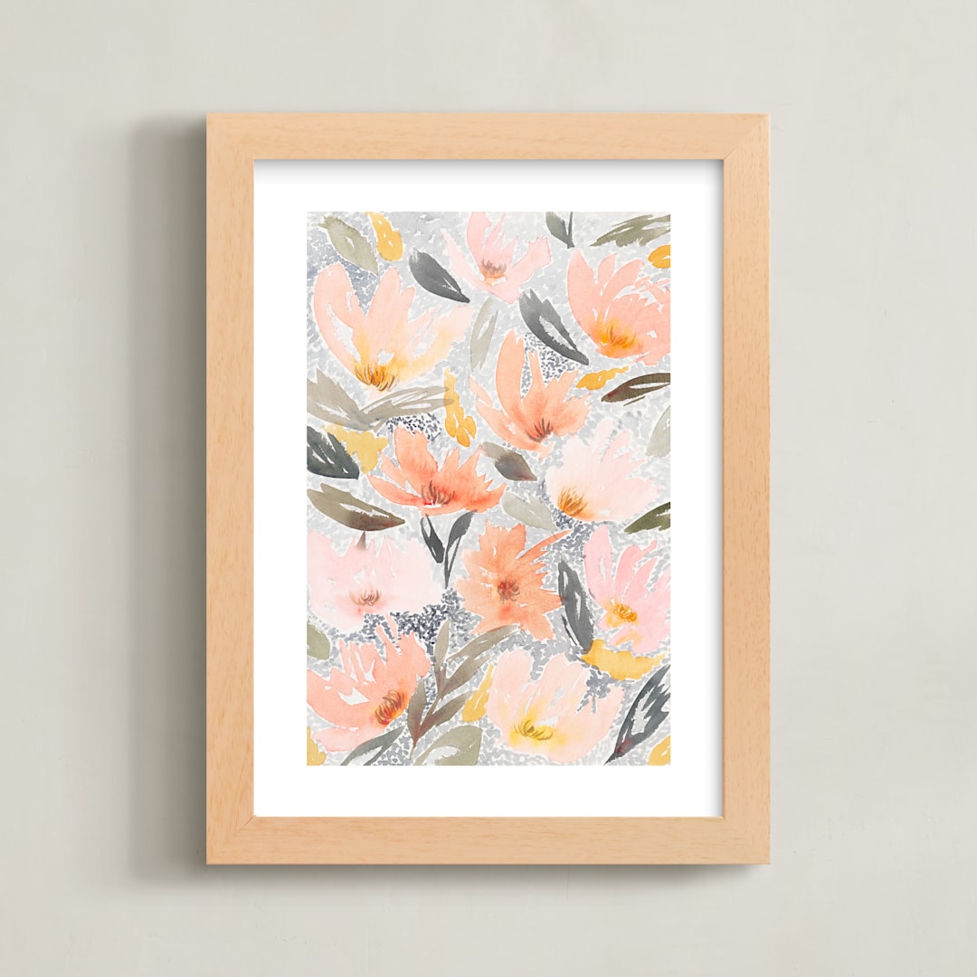 "Speckled Garden" - Art Print in White by Whitney Rainsdon - Framed
