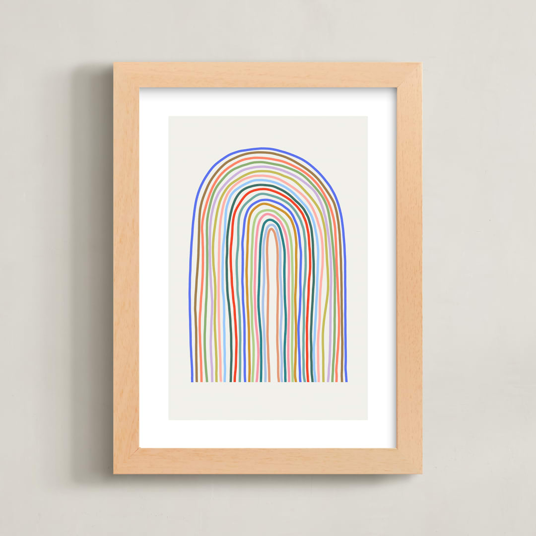 "happy rainbow" - Art Print in Buttercream by Kelly Watkins - Framed