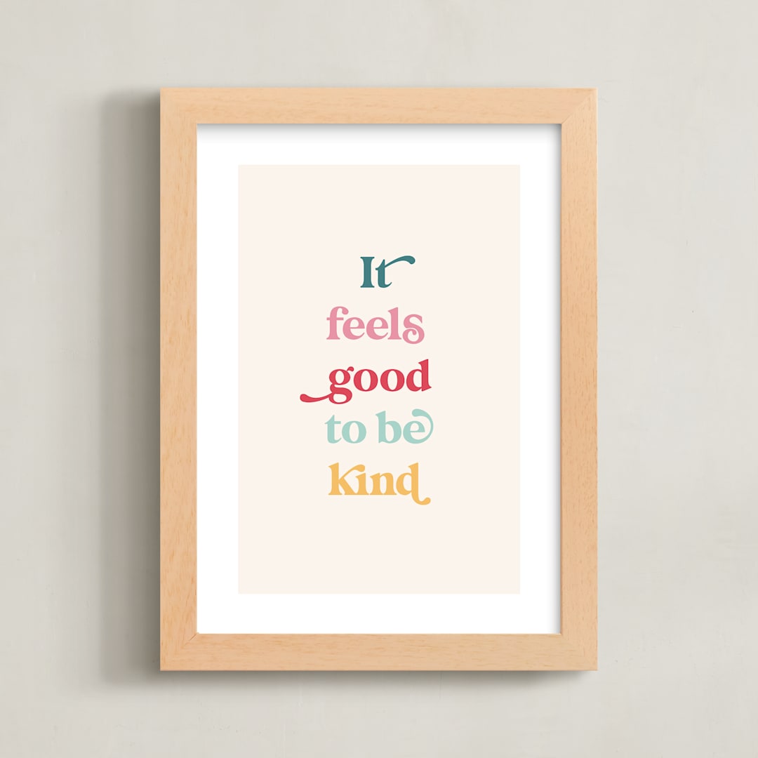 "It feels good to be kind" - Art Print in Cupcake by Leah Ragain - Framed