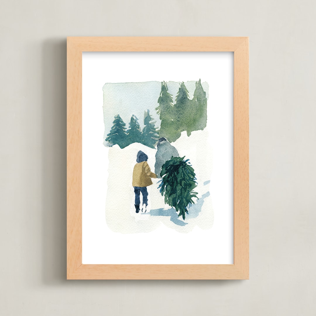 "the perfect tree" - Art Print in Forest Green by Mary Cecelia - Framed
