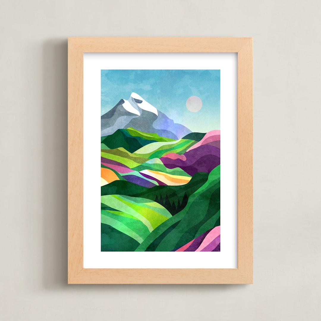 "Far away places" - Art Print in Emerald Green by Mojca Dolinar - Framed