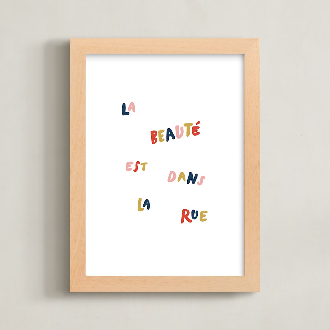 "Beauty is in the Street" - Art Print in Navy by June Letters Studio - Framed