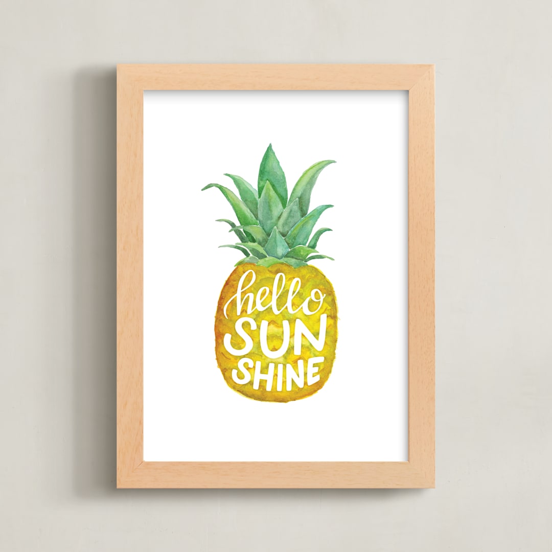 "Sunshine Pineapple" - Art Print in Pineapple Yellow by Stardust Design Studio - Framed