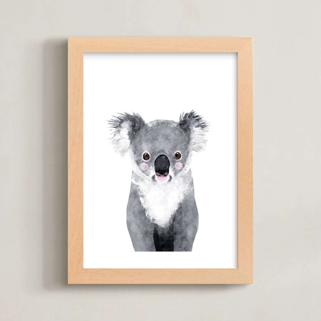 "Baby Koala" - Art Print in pebble by Cass Loh - Framed