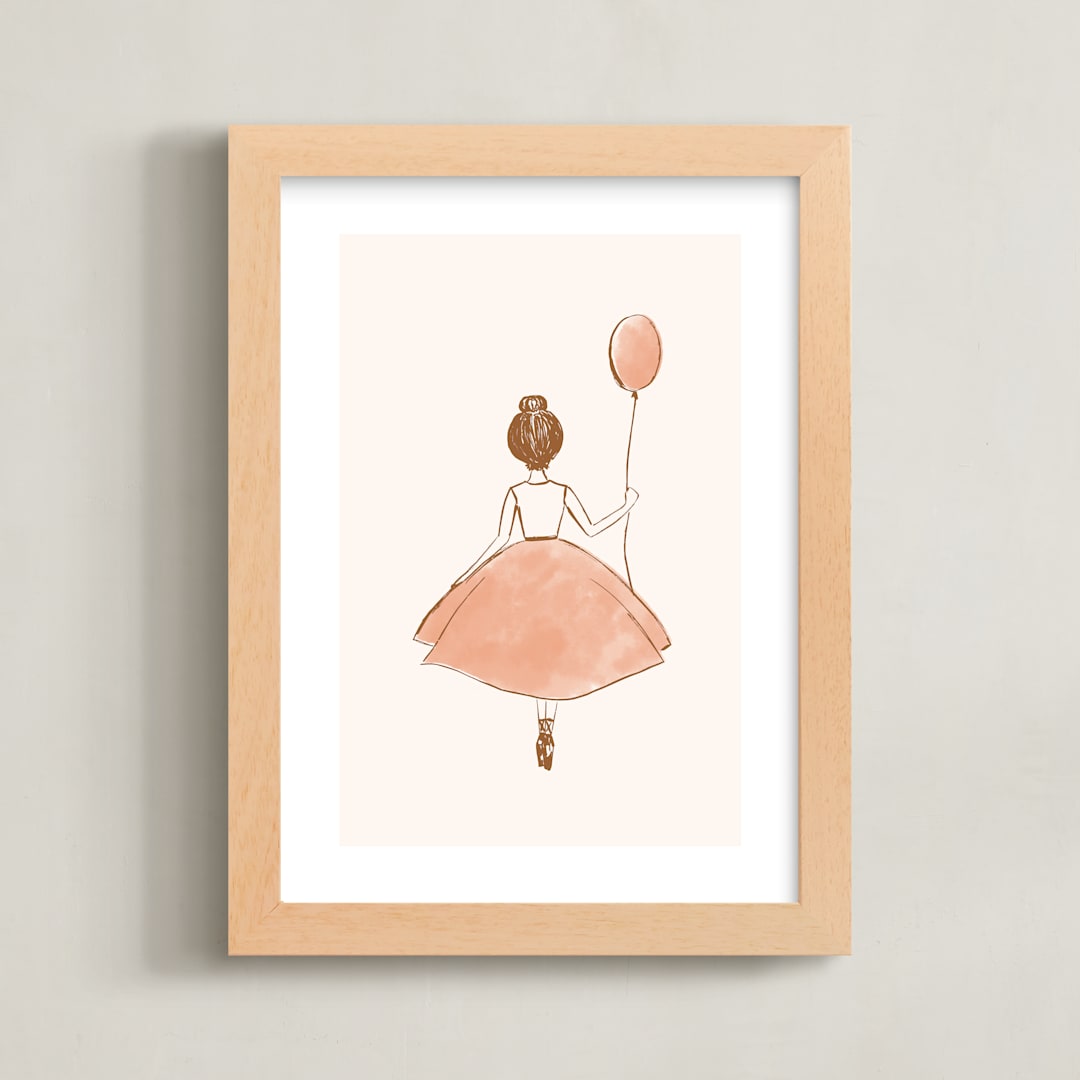 "My Little Ballerina" - Art Print in Peach by Belia Simm - Framed