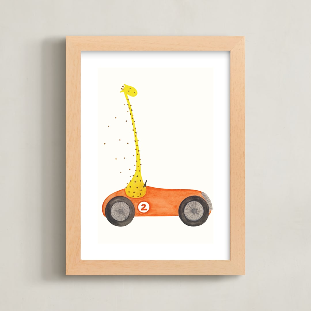 "Fast Riders III" - Art Print in Orange by Francisca Reyes - Framed
