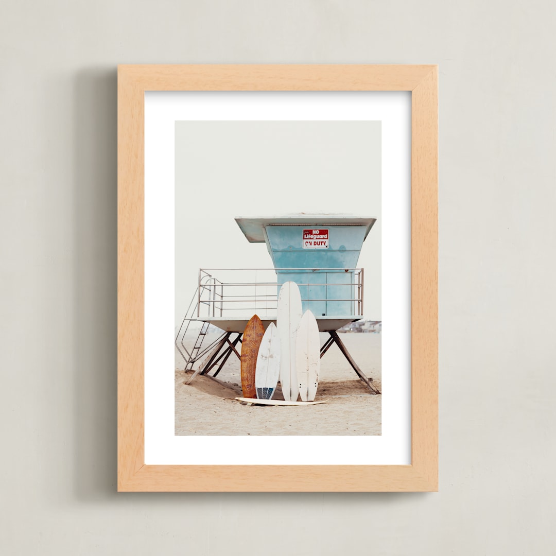 "Guard Tower" - Art Print in Ocean by Kamala Nahas - Framed