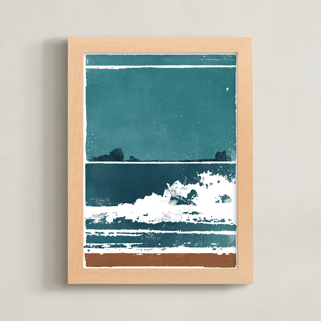 "Screen Print Beach" - Art Print in Ocean by Heather Francisco - Framed