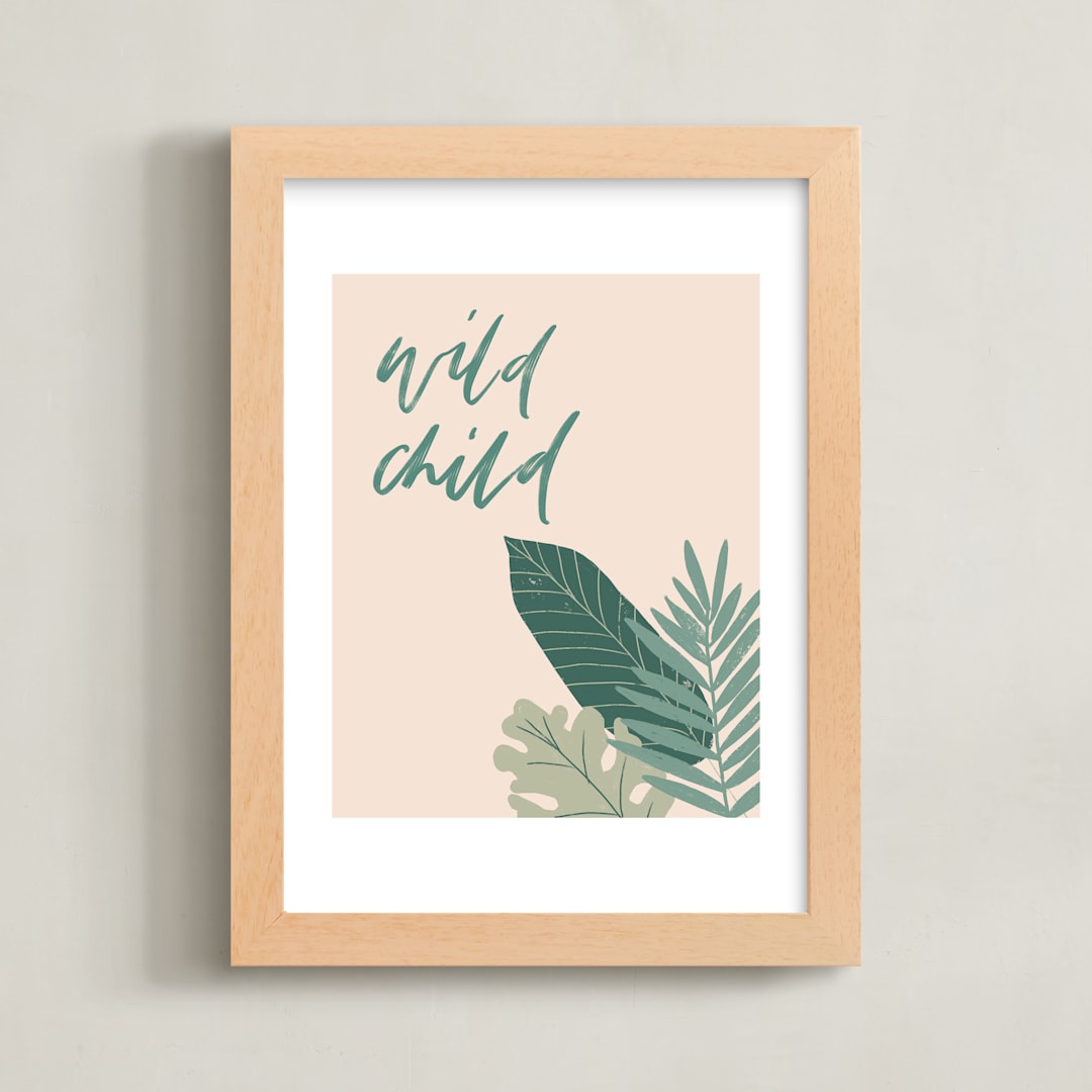 "Wild Child Plants" - Art Print in Wild Green by Amanda Houston - Framed