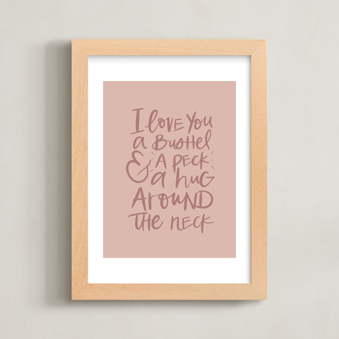 "A Bushel and a Peck" - Art Print in Dusty Rose by Amanda Houston - Framed
