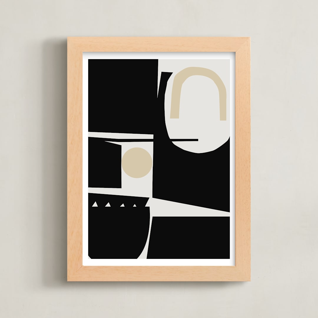 "PAPERCUTTING" - Art Print in BLACK AND CREAM by Stefania Copertini - Framed