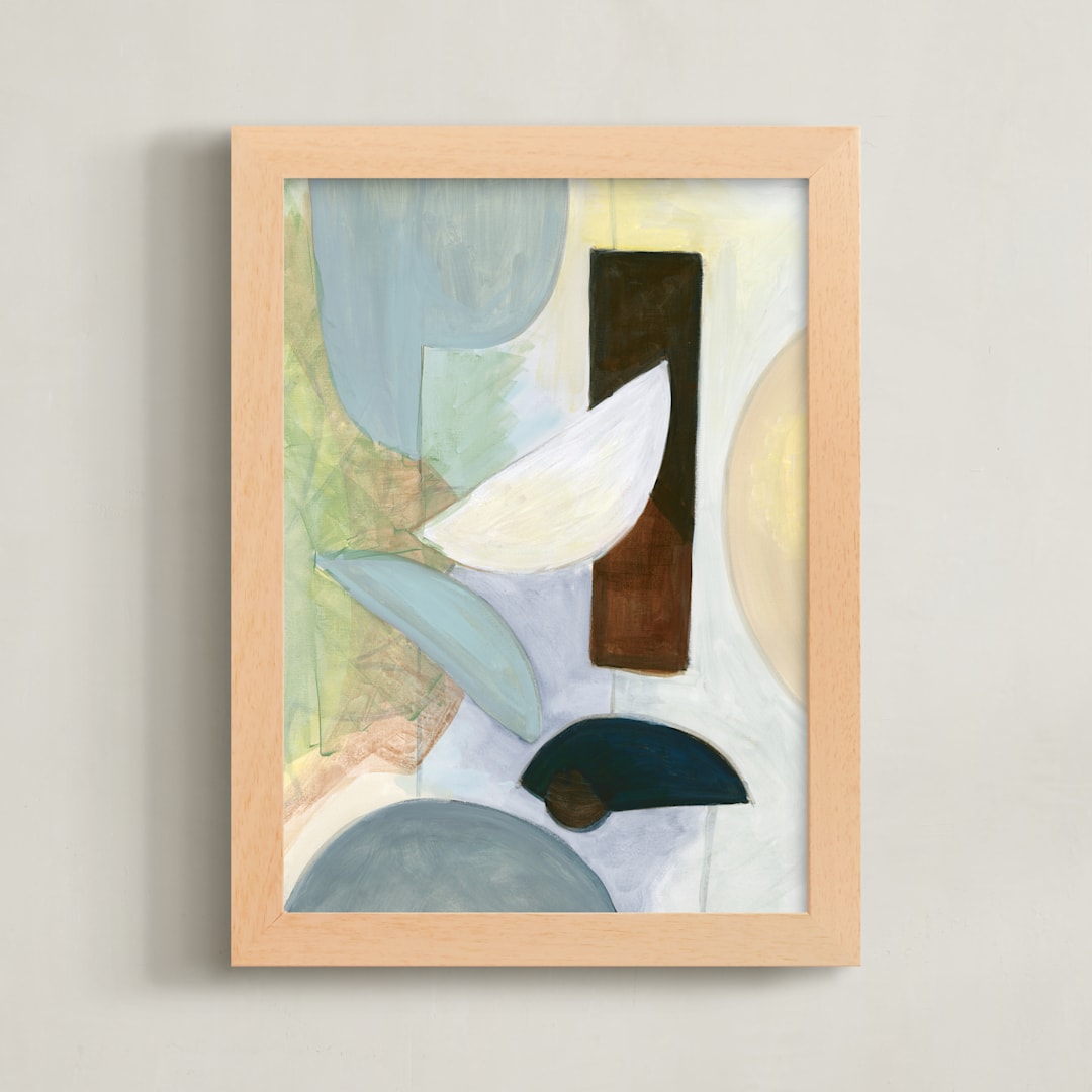 "April Abstract" - Art Print in Chalk Blue by Lisa Travis - Framed