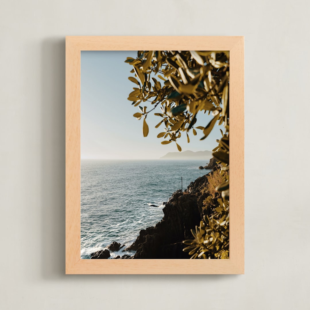 "Cinque Terre Sunset" - Art Print in Hazy Green by Kate Baird - Framed