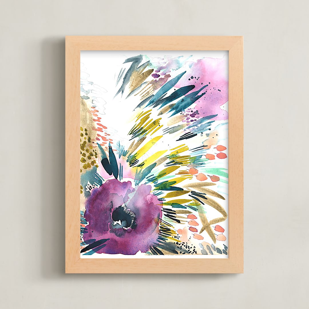 "Aubergine Bloom" - Art Print in Aubergine Rose by Kara Aina - Framed