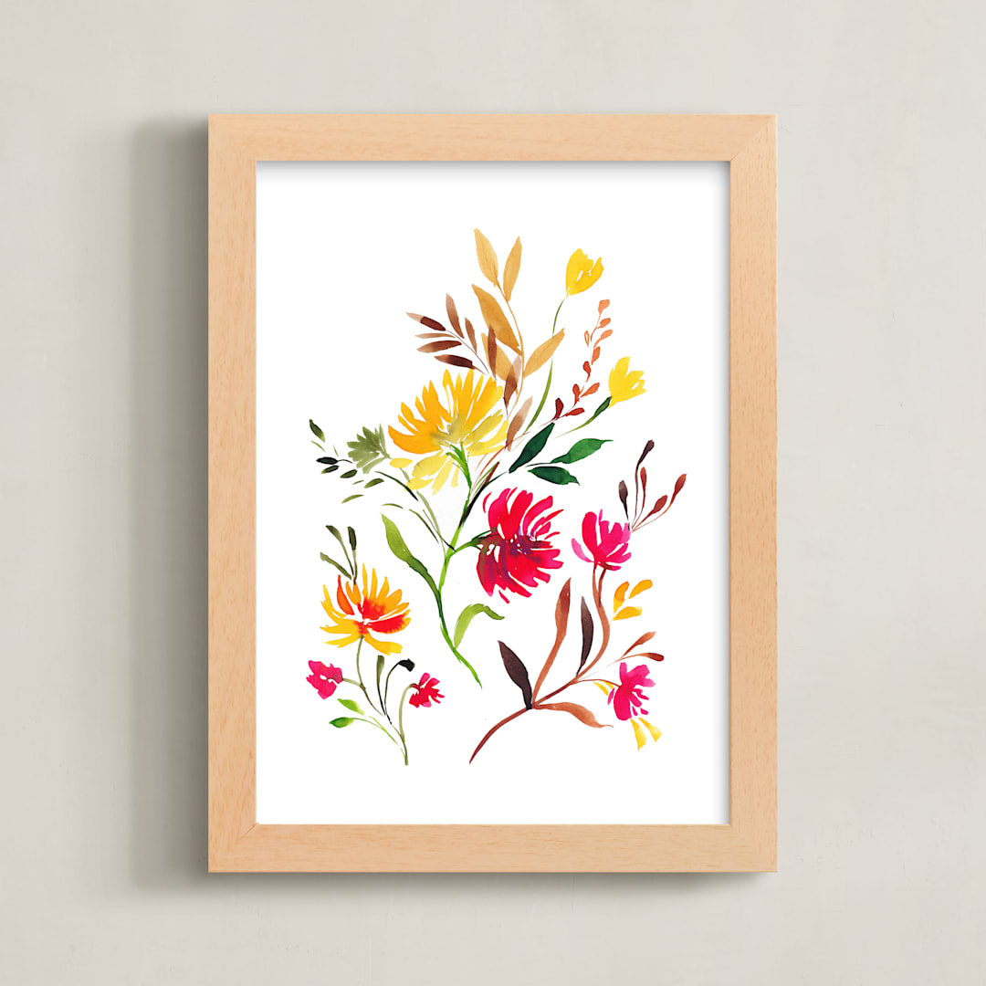 "wild flower " - Art Print in multi by Tae Lee - Framed