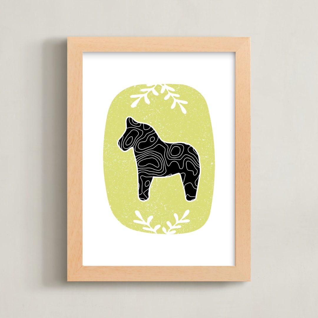 "Dear Dala" - Art Print in Celery by Alicia Youngken - Framed