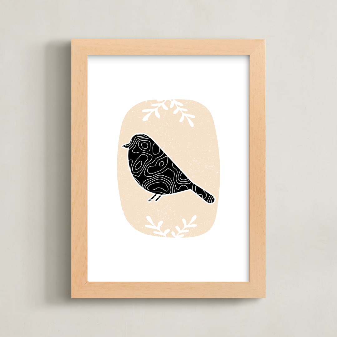 "Birdie" - Art Print in Tangerine Dream by Alicia Youngken - Framed