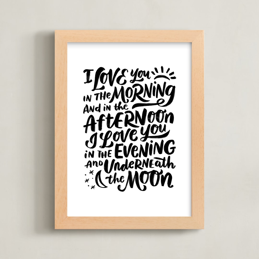 "I Love You in the Morning" - Art Print in Black by Laura Bolter - Framed