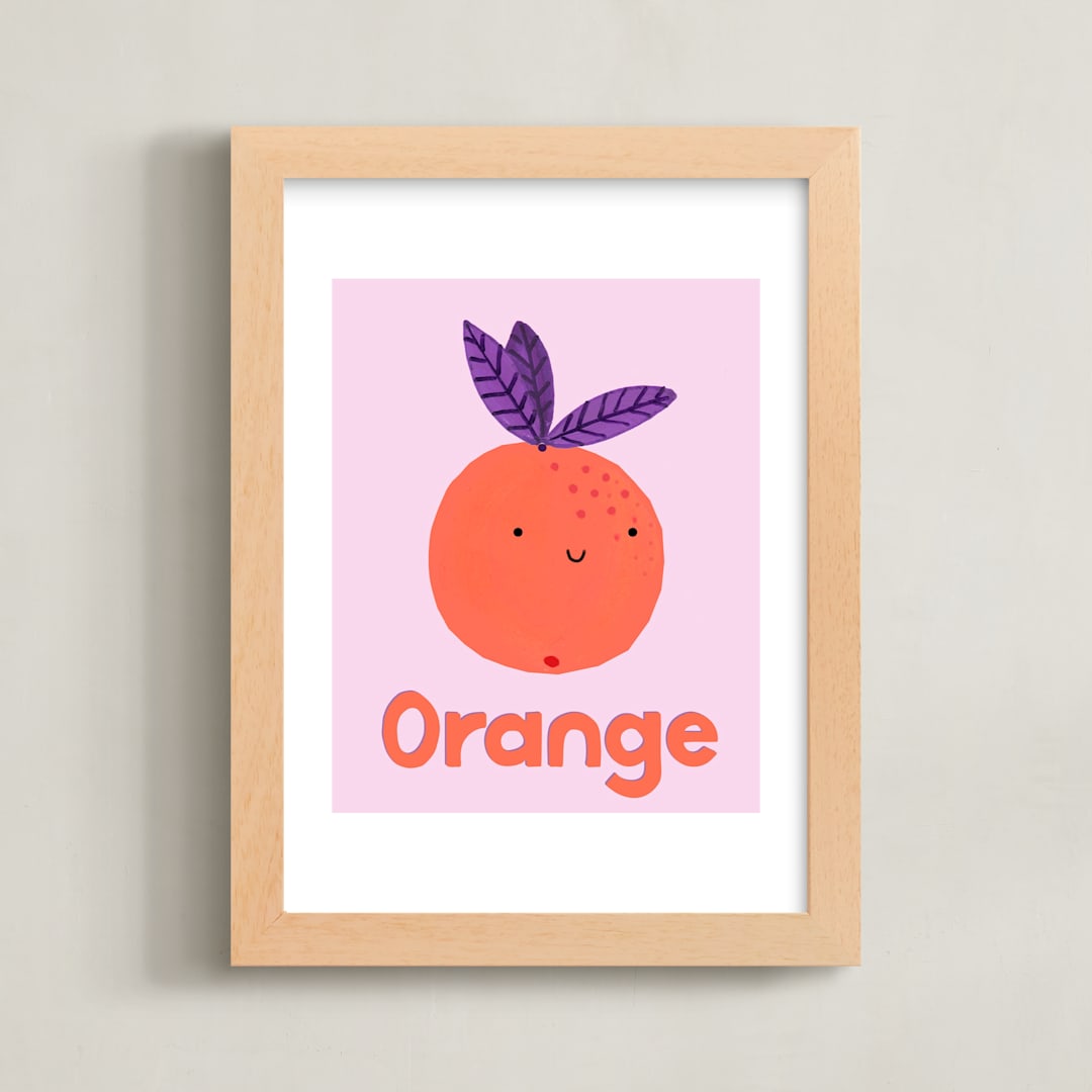 "My Fruity Family II" - Art Print in Light Pink by Marta Crea - Framed