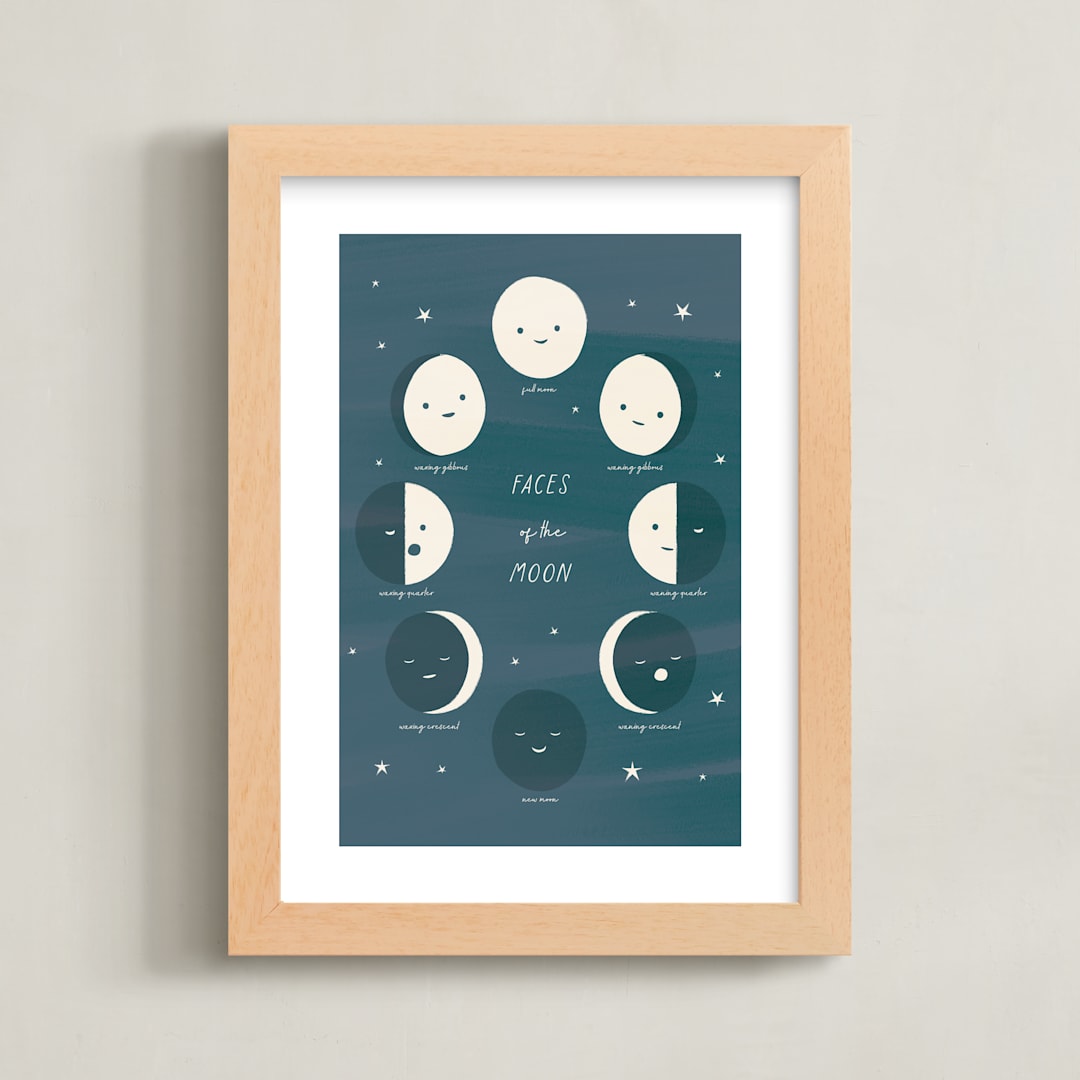 "Faces of the Moon" - Art Print in Slate by Ani Somi - Framed