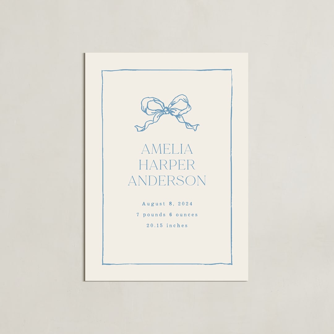 "Baby's Bow: Custom Print" - Custom Print in Dusty Blue by Cass Loh - Unframed